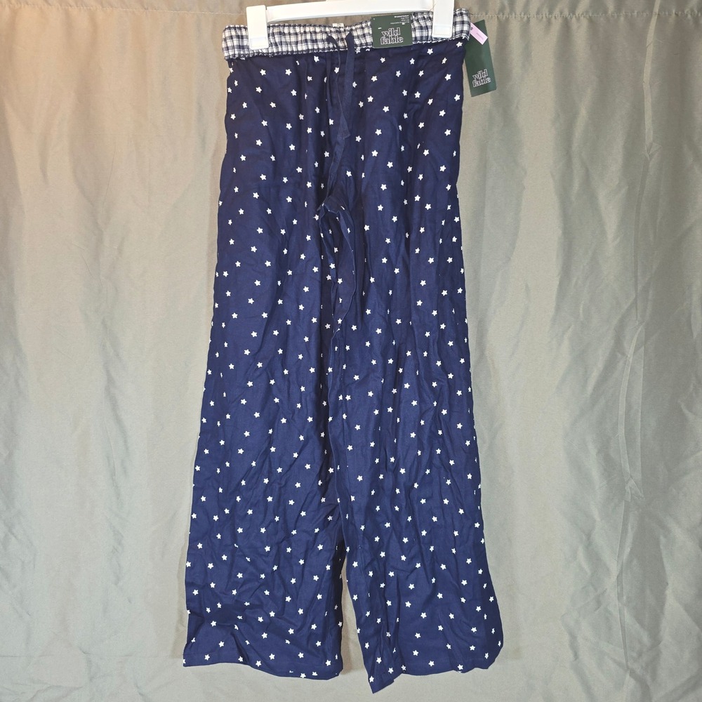 Wild Fable Womens Navy Blue Star Print Brushed Cotton Wide Leg Pajama Pants S